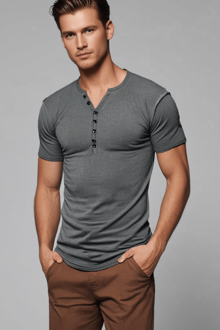 Tom Harding Kurzarm Henley Shirt