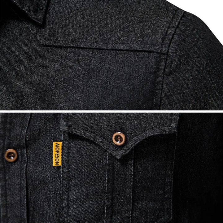 AdaptiveFit Cotton Denim Shirt: Tailored for Men